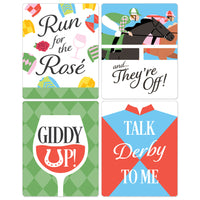 Four coordinating Derby wine labels