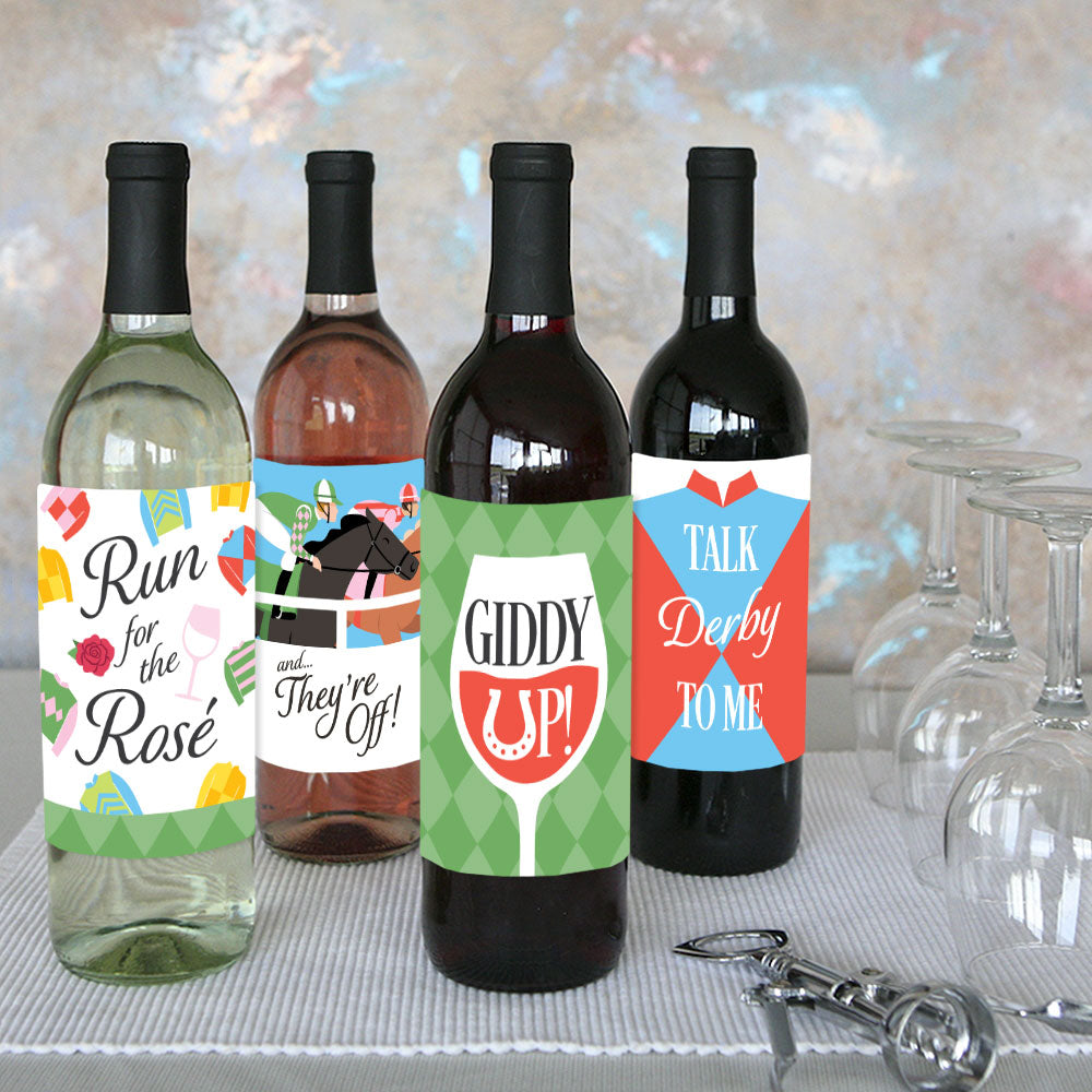 Styled drink station with Derby wine bottles