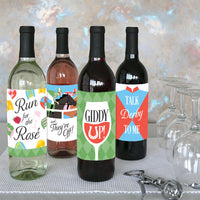 Styled drink station with Derby wine bottles