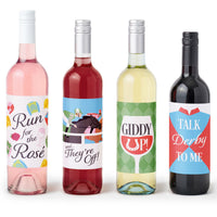 Derby Horse Race wine bottle labels applied