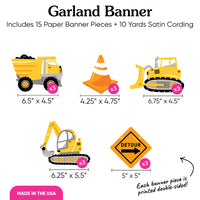 Construction Garland Banner - 15 Pc