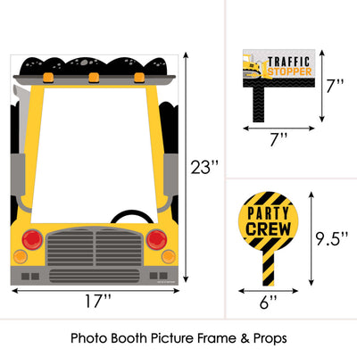 Dig It - Construction Party Zone - Baby Shower or Birthday Selfie Photo Booth Picture Frame & Props - Printed on Sturdy Material