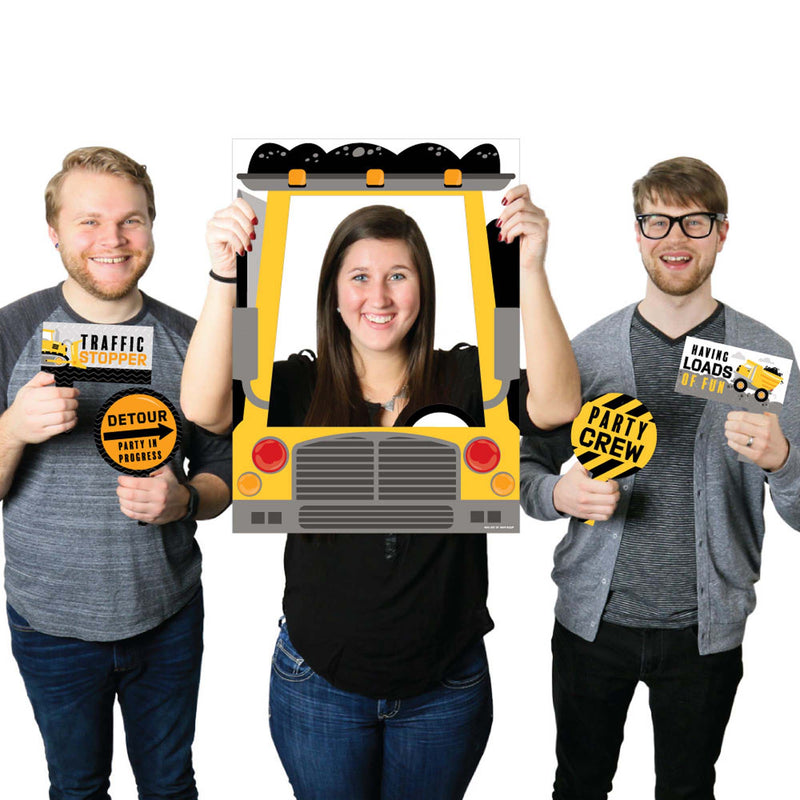 Dig It - Construction Party Zone - Baby Shower or Birthday Selfie Photo Booth Picture Frame & Props - Printed on Sturdy Material