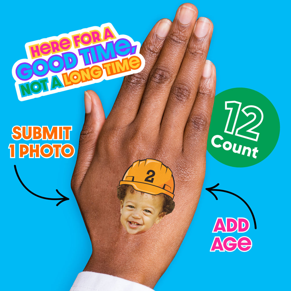 Custom Face Construction Temporary Tattoos - 12 Ct