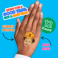 12-count construction themed custom face temporary tattoos for birthday party guests.