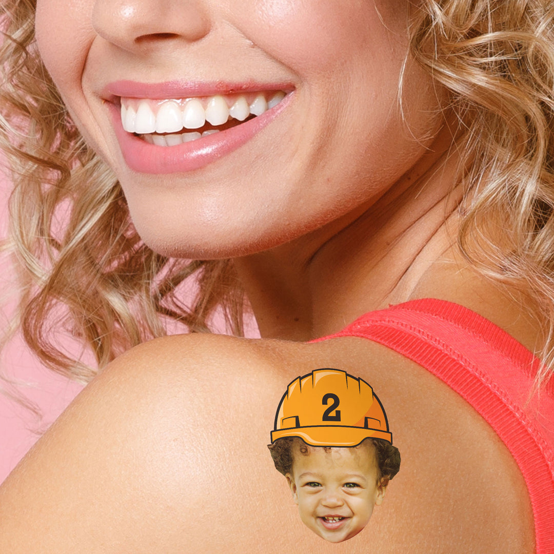 Custom Face Construction Temporary Tattoos - 12 Ct