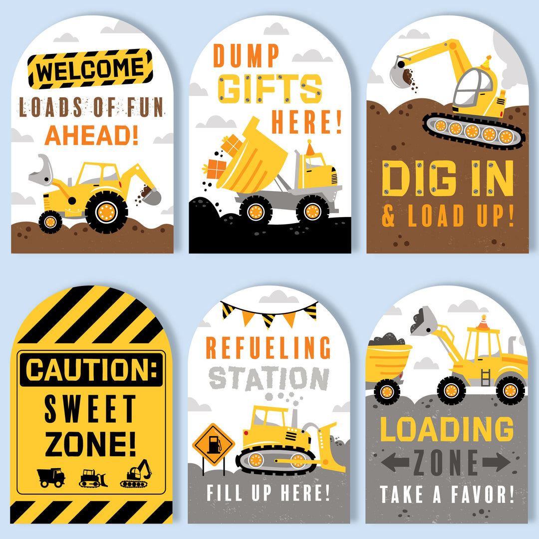 Dig It Construction Party Signs Set - 6 Ct