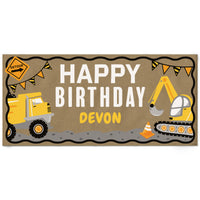 Personalized Construction Happy Birthday kraft banner