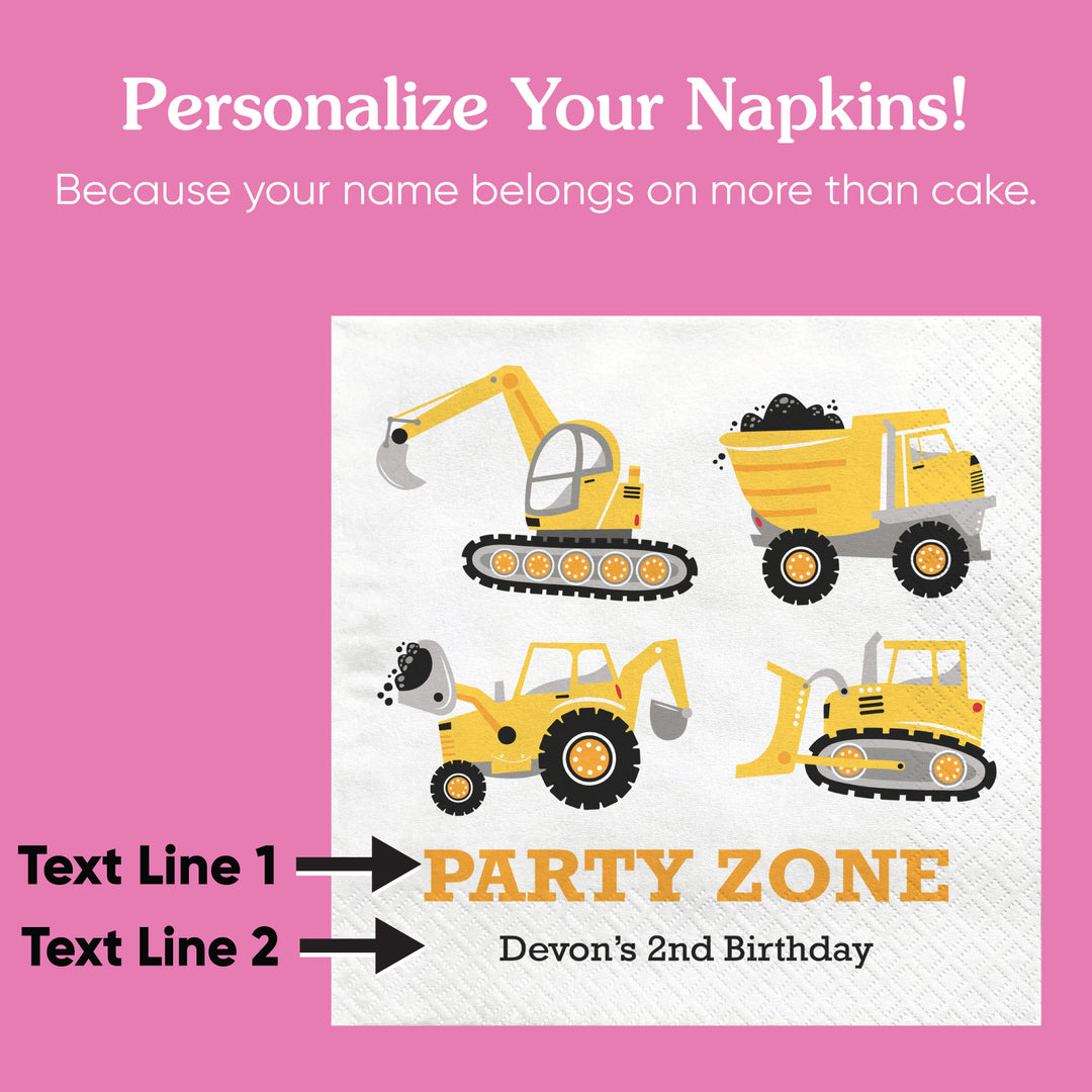 Custom Text Napkins - Construction