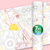Dig It construction coloring table runner on party table