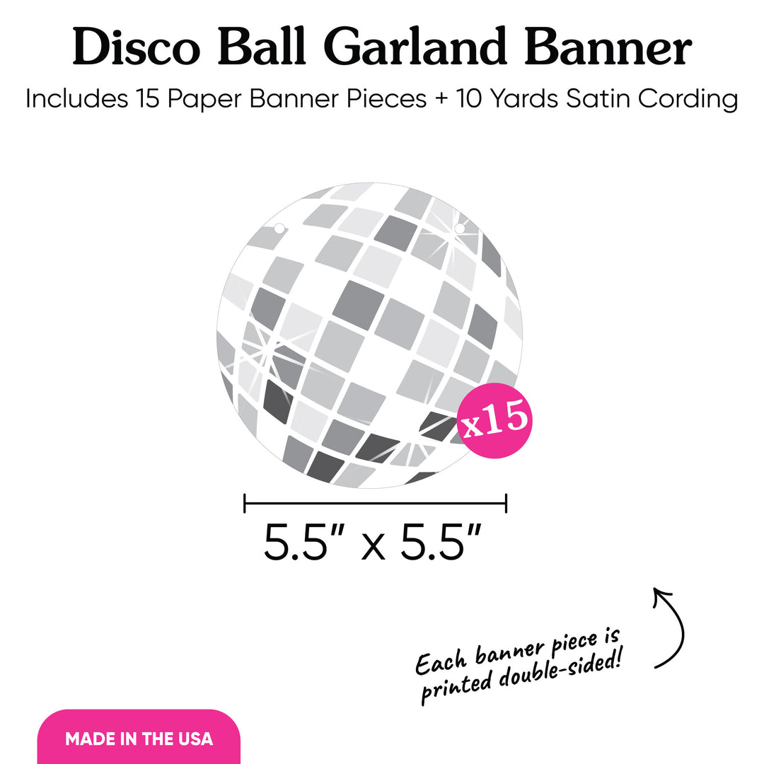 Disco Ball Garland Banner - 15 Pc