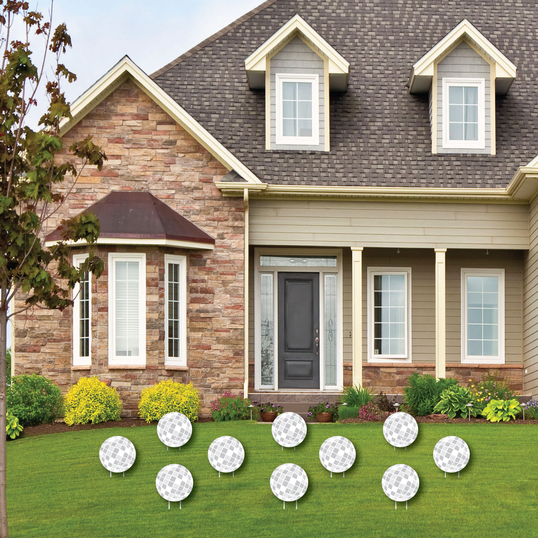 Disco Ball - Lawn Decorations - Outdoor Groovy Hippie Party Yard Decorations - 10 Piece