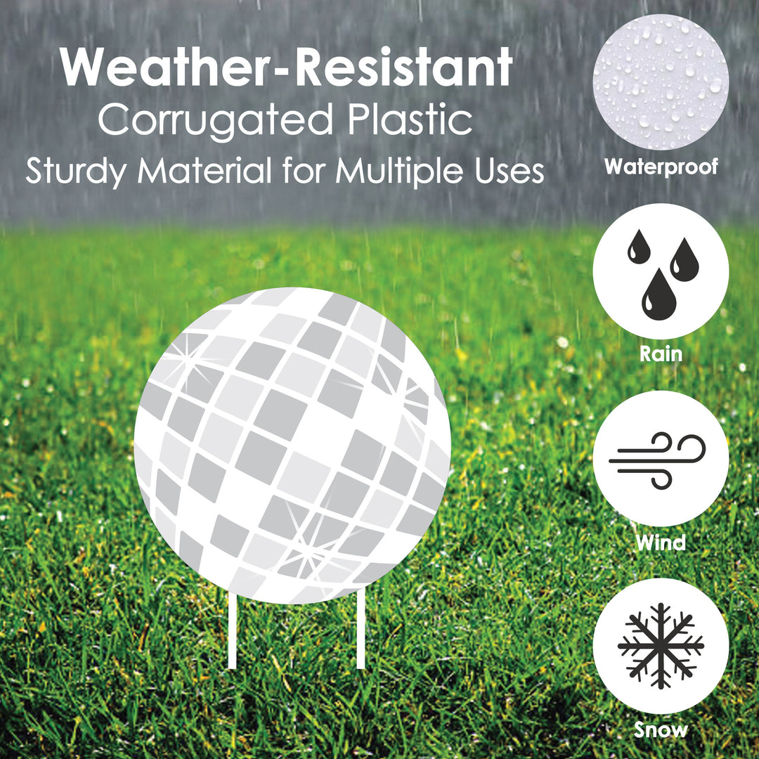 Disco Ball - Lawn Decorations - Outdoor Groovy Hippie Party Yard Decorations - 10 Piece