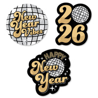 Disco New Year - DIY Shaped Groovy 2026 NYE Party Cut-Outs - 24 Count