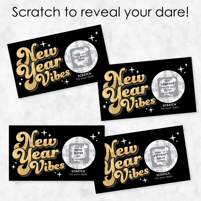 Disco New Year - Groovy NYE Party Game Scratch Off Dare Cards - 22 Count