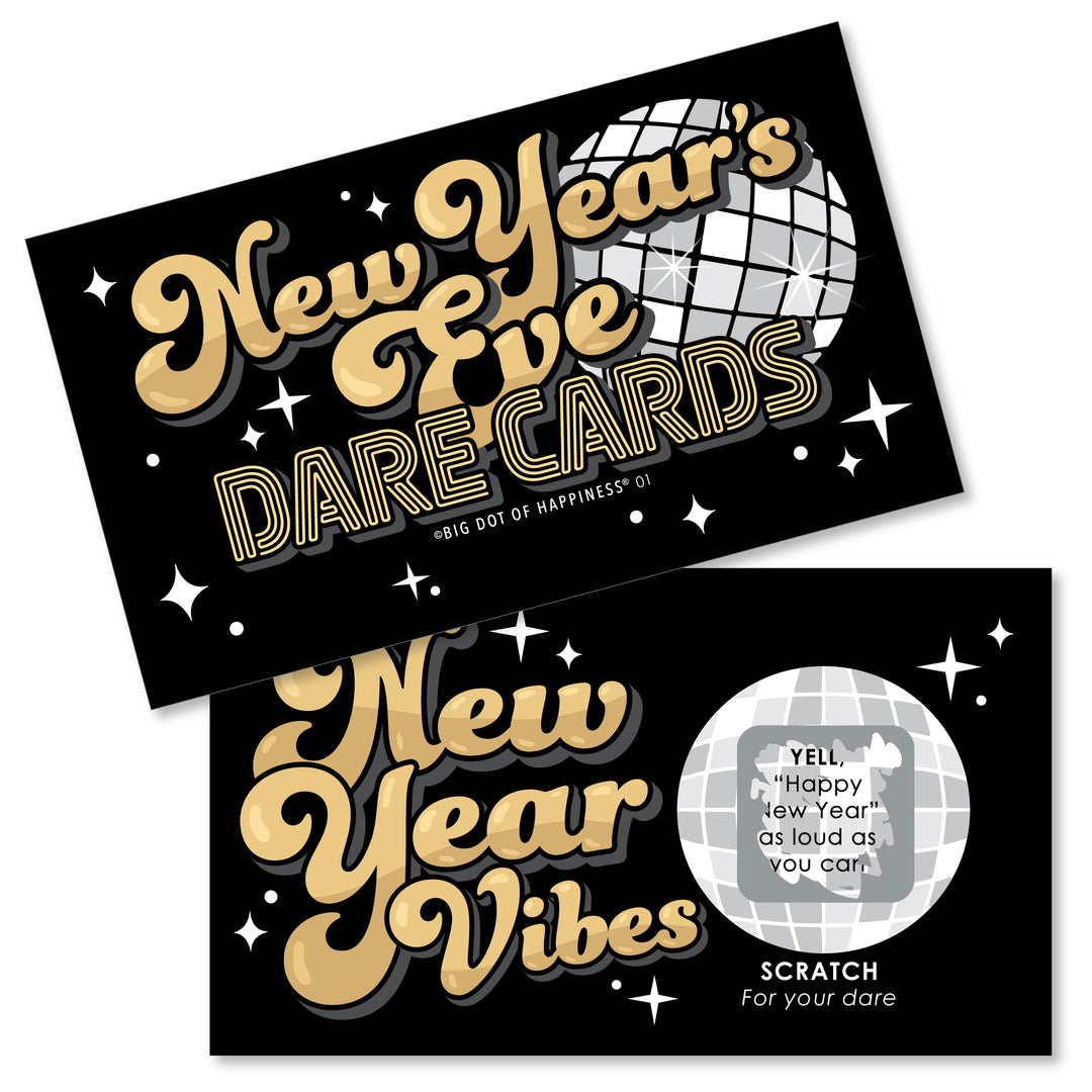 Disco New Year - Groovy NYE Party Game Scratch Off Dare Cards - 22 Count
