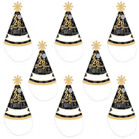 Disco New Year - Cone Party Hats - Groovy 2026 NYE Resolution Cone Party Hat for Kids and Adults - Set of 8 (Standard Size)