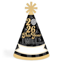 Disco New Year - Cone Party Hats - Groovy 2026 NYE Resolution Cone Party Hat for Kids and Adults - Set of 8 (Standard Size)