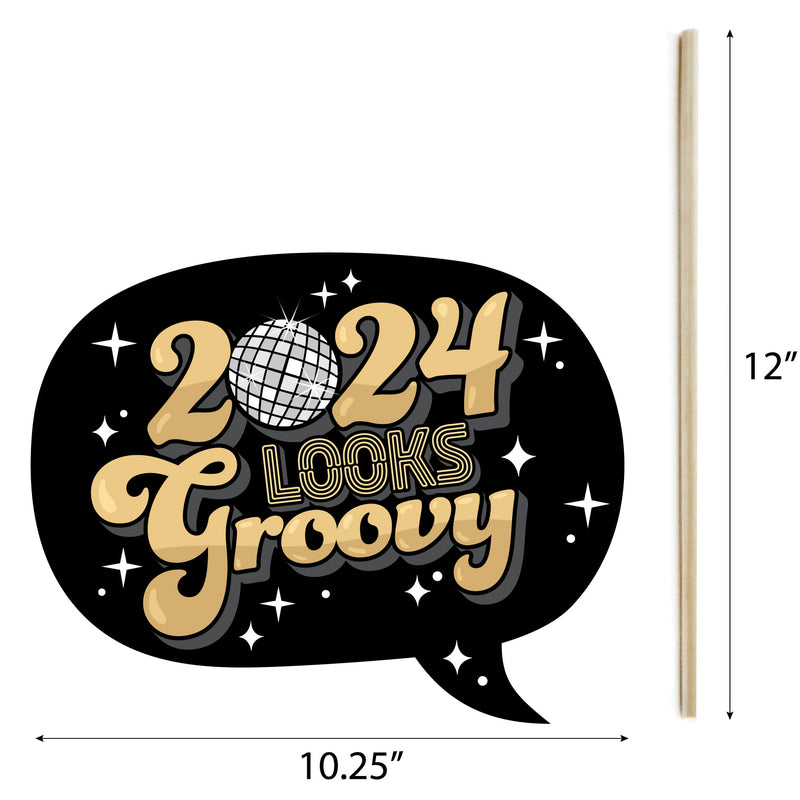 Disco New Year - Groovy 2024 NYE Party Photo Booth Props Kit - 20 Count