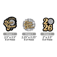 Disco New Year - Paper Straw Decor - Groovy 2026 NYE Party Striped Decorative Straws - Set of 24
