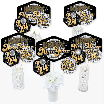 Disco New Year - Groovy 2024 NYE Party Centerpiece Sticks - Table Toppers - Set of 15