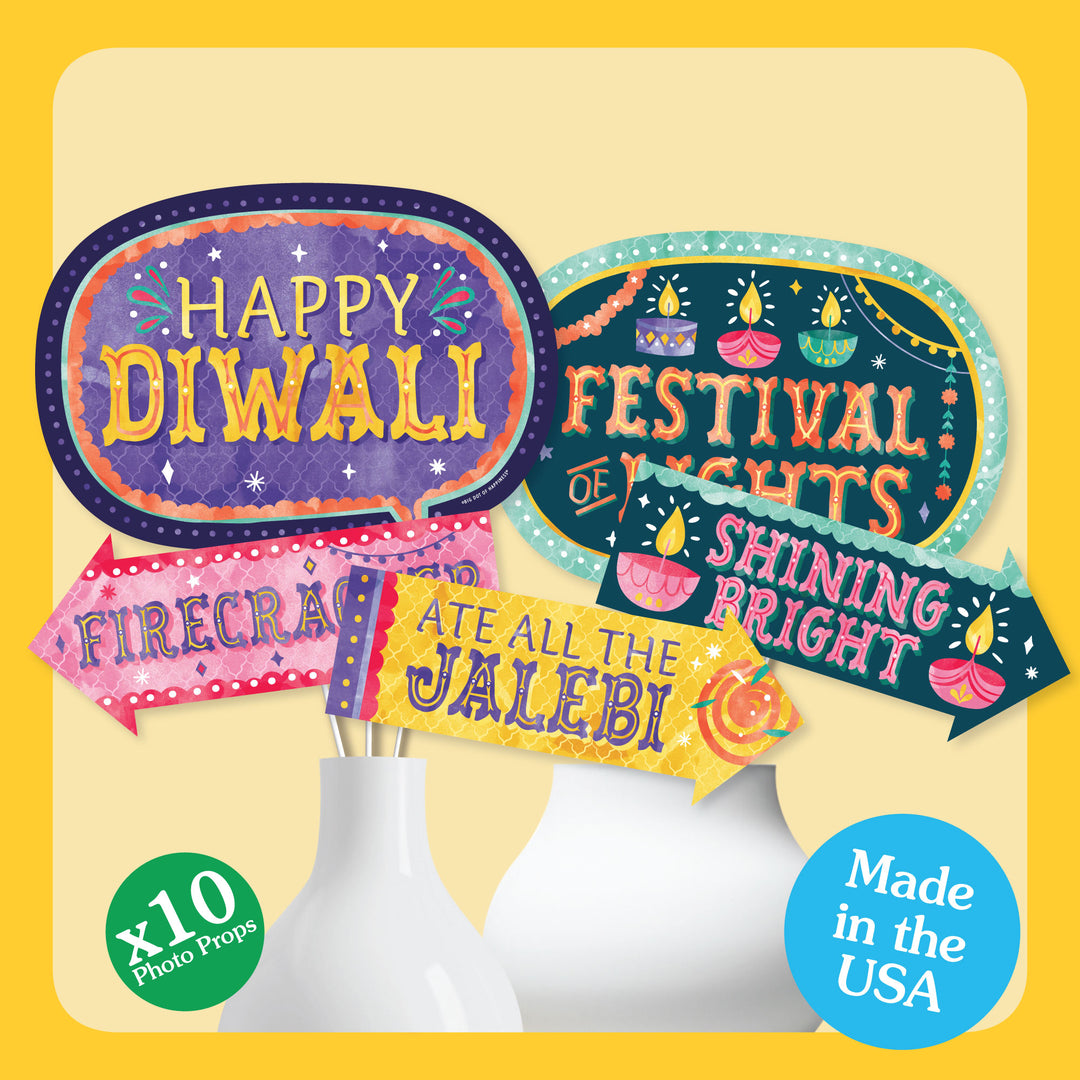 Diwali Festival of Lights Funny Photo Props - 10 Ct