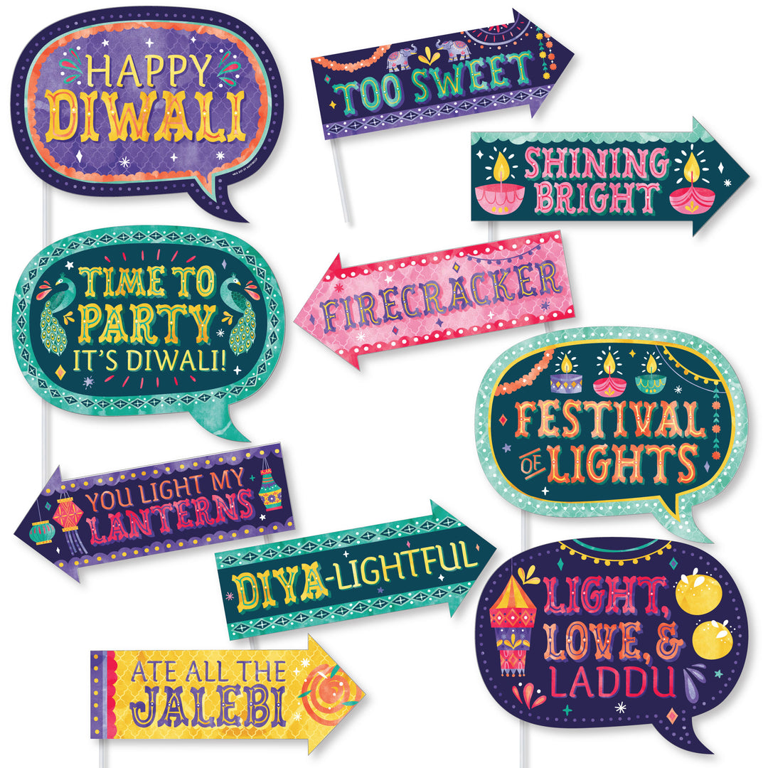 Diwali Festival of Lights Funny Photo Props - 10 Ct