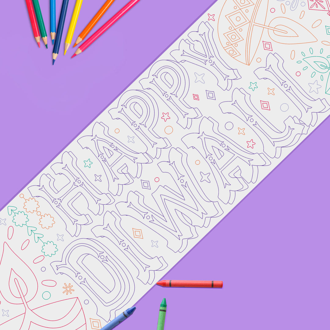 Diwali Festival of Lights - Coloring Table Runner - 7'