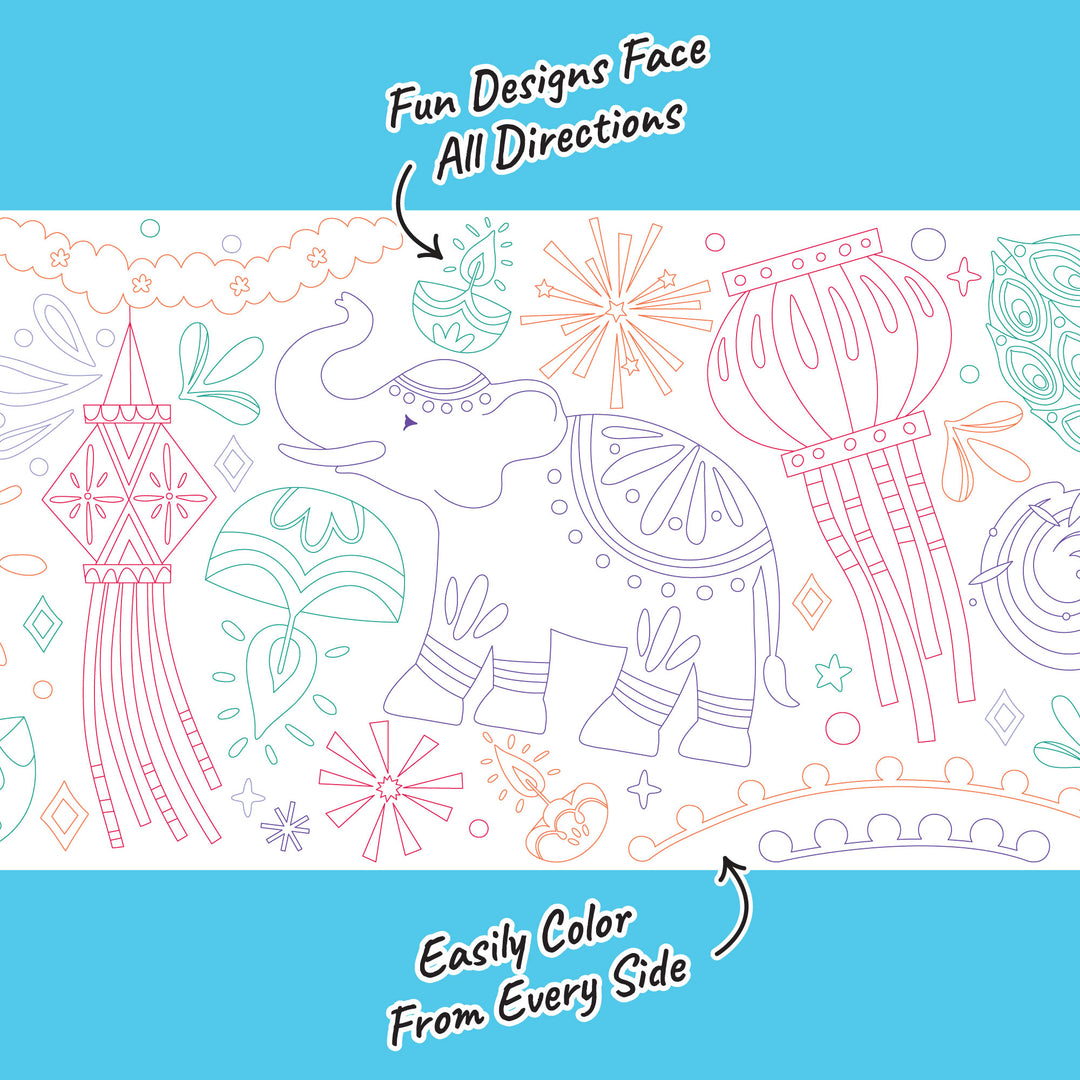 Diwali Festival of Lights - Coloring Table Runner - 7'