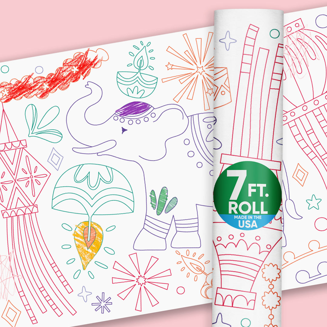Diwali Festival of Lights - Coloring Table Runner - 7'