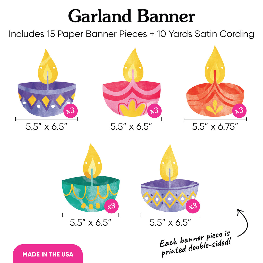 Diwali Festival of Lights Garland Banner - 15 Pc