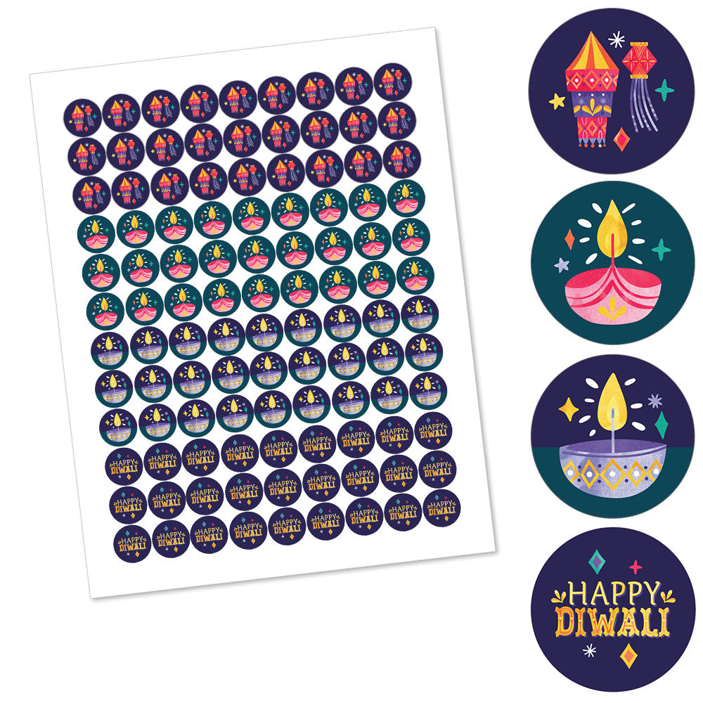 Diwali Festival of Lights Candy Stickers - 1 Sheet of 108