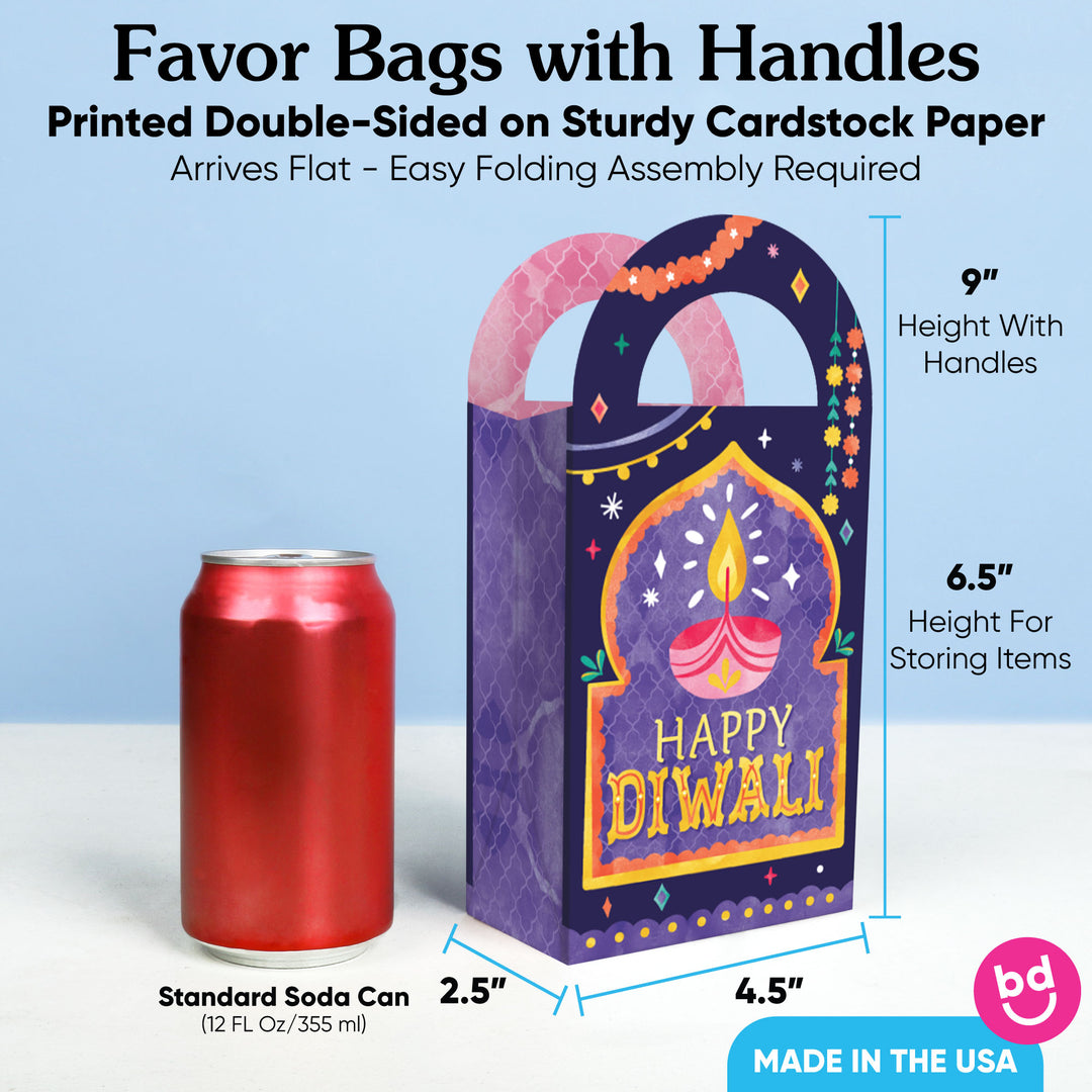 Diwali Festival of Lights Paper Favor Bags - 12 Ct