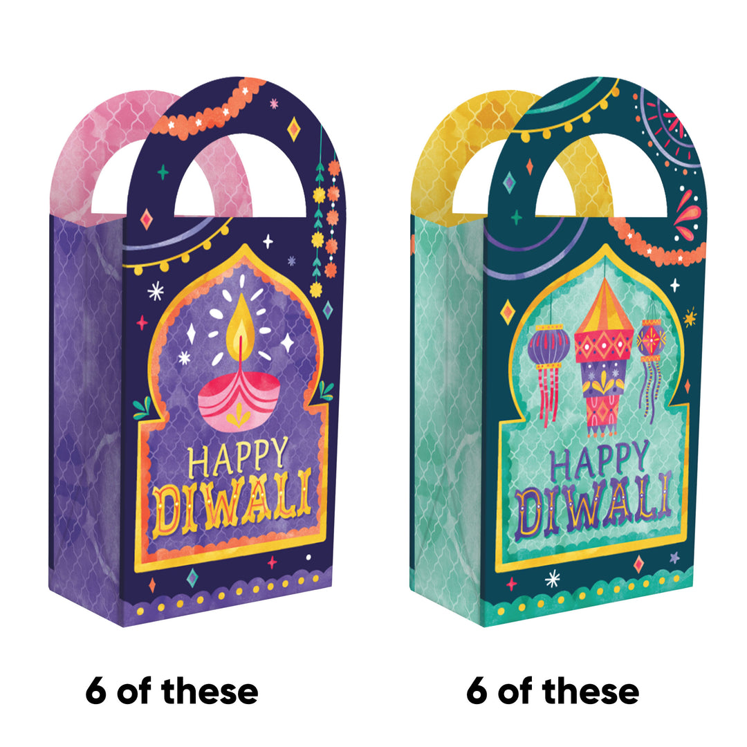 Diwali Festival of Lights Paper Favor Bags - 12 Ct