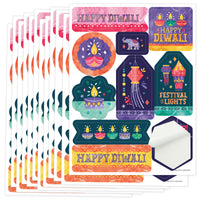 Diwali Festival of Lights Party Favor Stickers - 12 Sheets - 120 Stickers