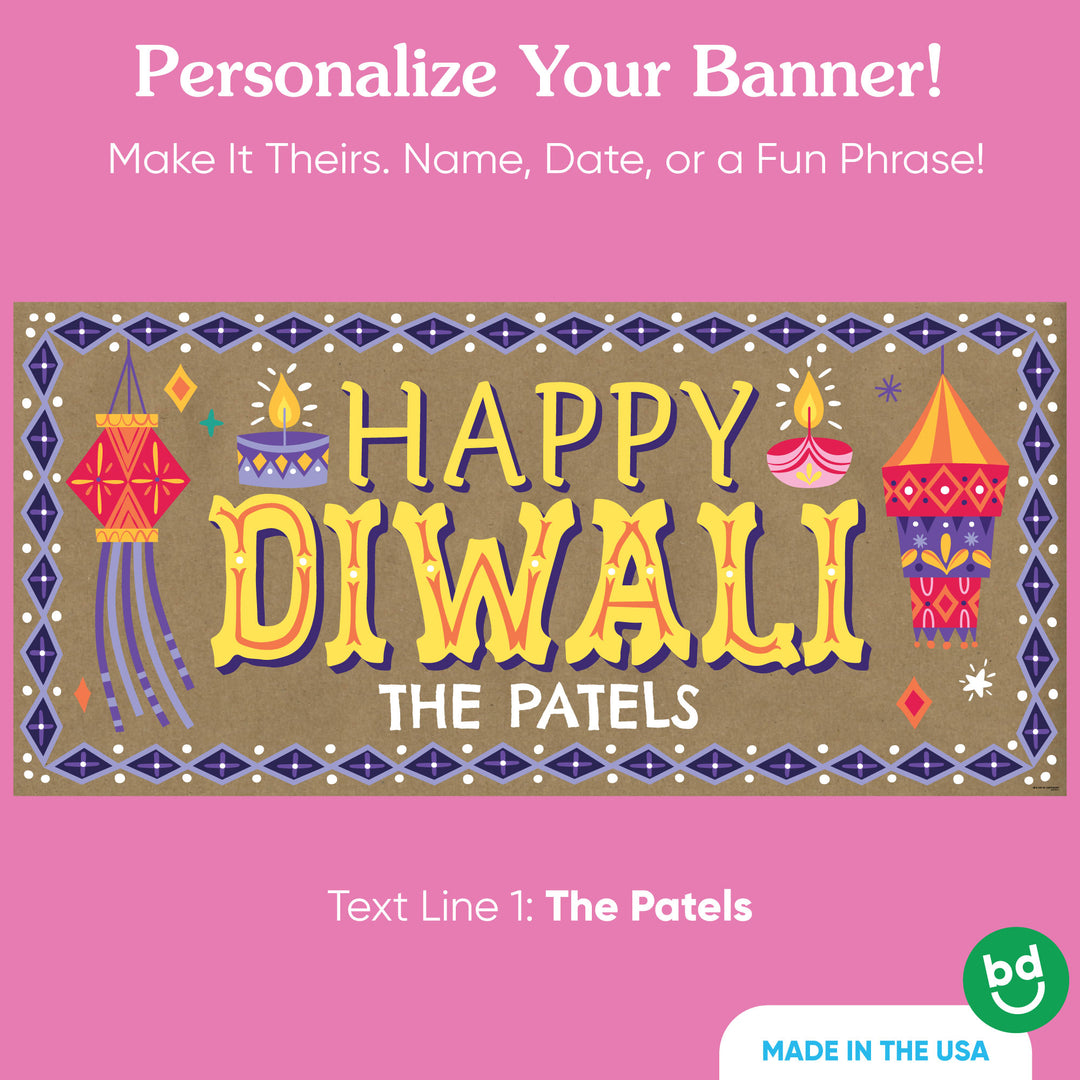 Custom Text Diwali Festival of Lights Kraft Banner