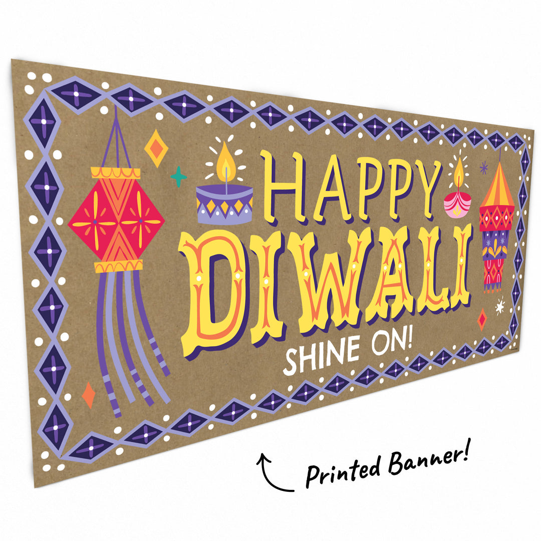 Custom Text Diwali Festival of Lights Kraft Banner