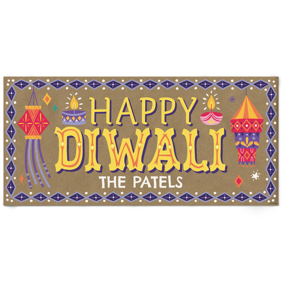 Custom Text Diwali Festival of Lights Kraft Banner