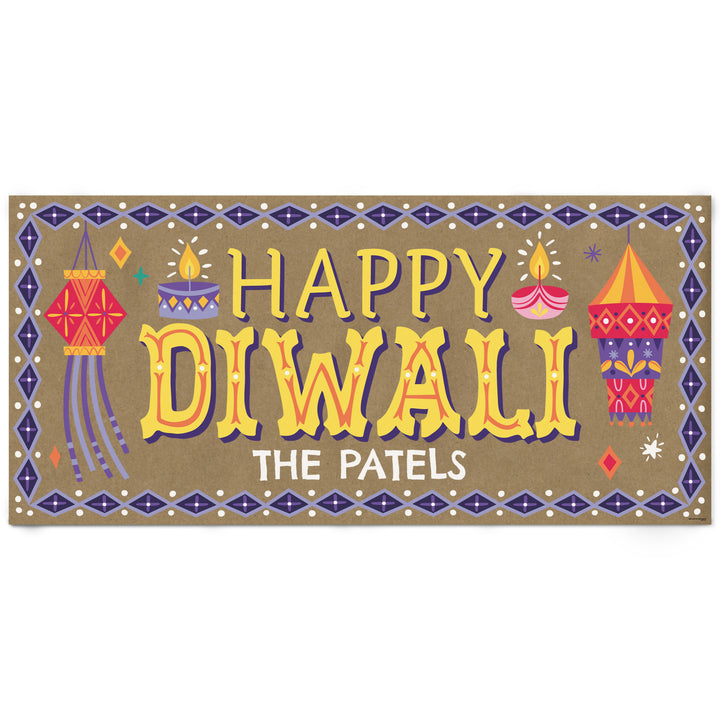 Custom Text Diwali Festival of Lights Kraft Banner