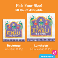 Custom Text Napkins - Diwali Festival of Lights - 50 Ct
