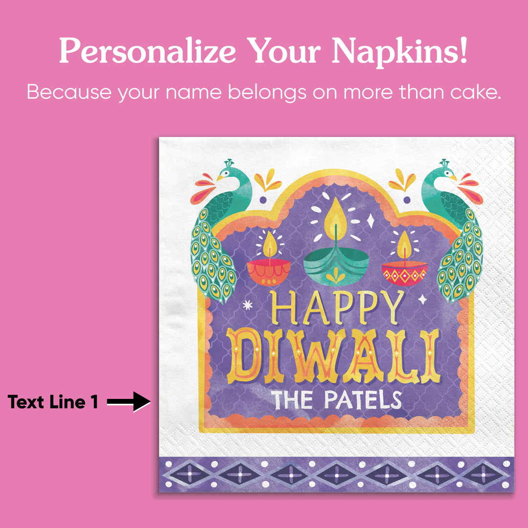 Custom Text Napkins - Diwali Festival of Lights - 50 Ct