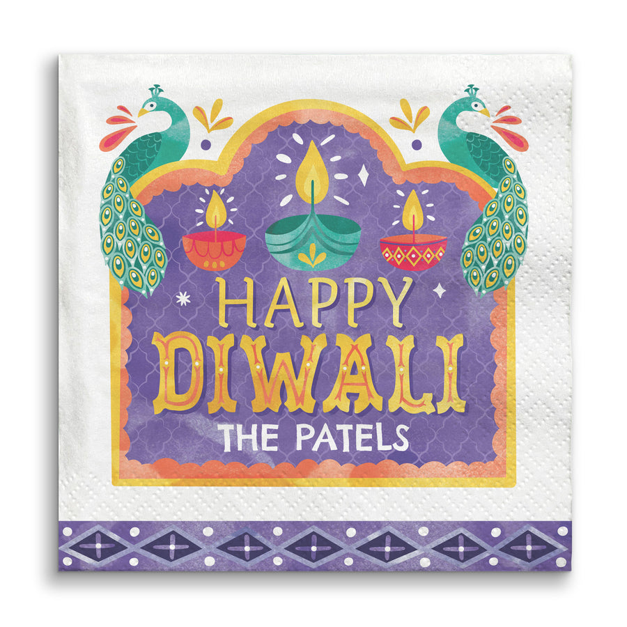 Custom Text Napkins - Diwali Festival of Lights - 50 Ct