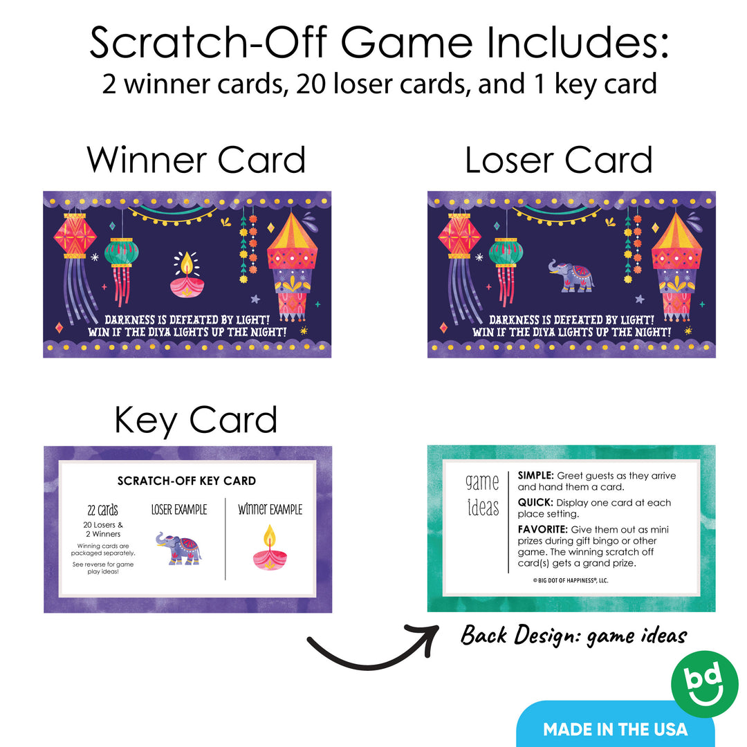 Diwali Festival of Lights Scratch Off Cards Game - 22 Ct