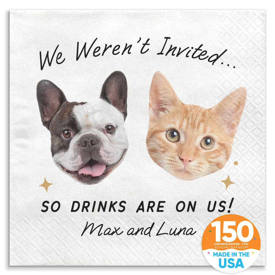 Custom Face Napkins - Drinks On Us Pet Wedding