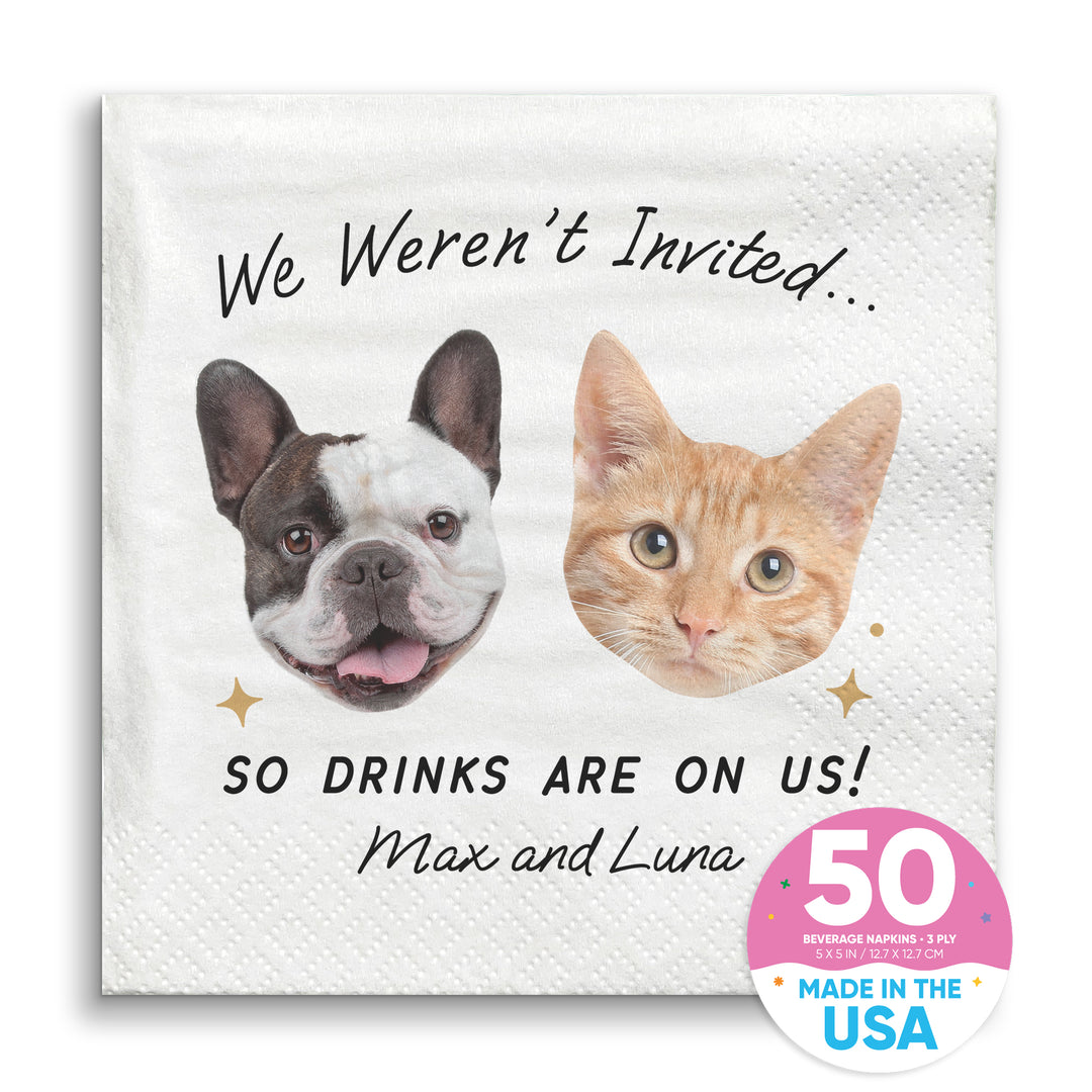 Custom Face Napkins - Drinks On Us Pet Wedding