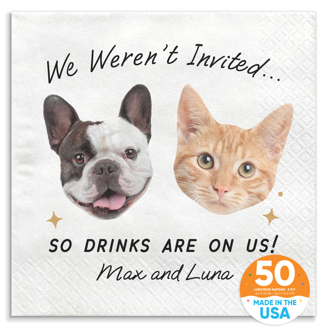 Custom Face Napkins - Drinks On Us Pet Wedding