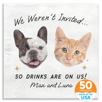 Custom Face Napkins - Drinks On Us Pet Wedding