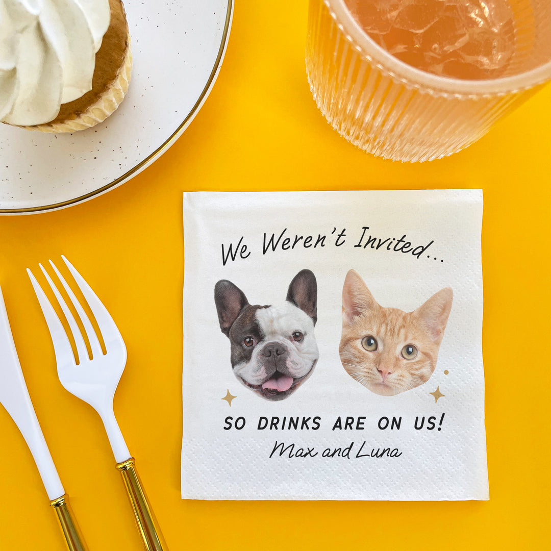Custom Face Napkins - Drinks On Us Pet Wedding