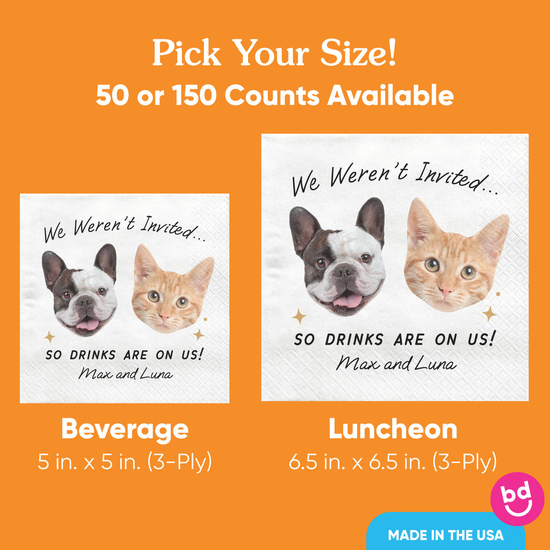 Custom Face Napkins - Drinks On Us Pet Wedding