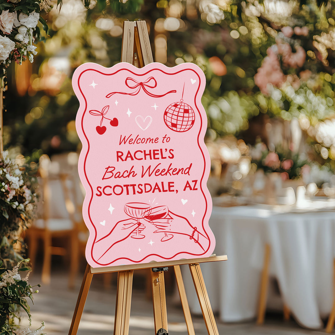 party entrance setup with welcome sign